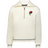 The EMB Augusta Women's Vintage England Heritage Prep Pullover is a cream quarter-zip sweater with grey trim, featuring a red rose and "1871" embroidered on the left chest.