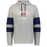 The WRS Augusta Nations of Rugby England Jackson Way Hoodie features light grey fabric, navy sleeve stripes, a front pocket, and "ENGLAND RUGBY" text with a red rose graphic on the chest.
