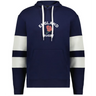 The WRS Augusta Nations of Rugby England Jackson Way Hoodie showcases a navy design with white and navy sleeve stripes, a front pocket, and an "England Rugby" logo with red rose on the chest.