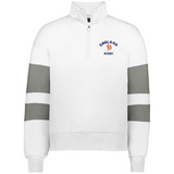 The EMB Augusta Women's Nations of Rugby England Jackson Way Pullover features grey-striped sleeves and an "England Rugby" rose logo—perfect for sporty style.