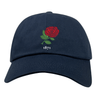 Navy blue Nations of Rugby England Vintage Dad Cap with an embroidered red rose and the numbers "1871" by EMB Alpha Broder.
