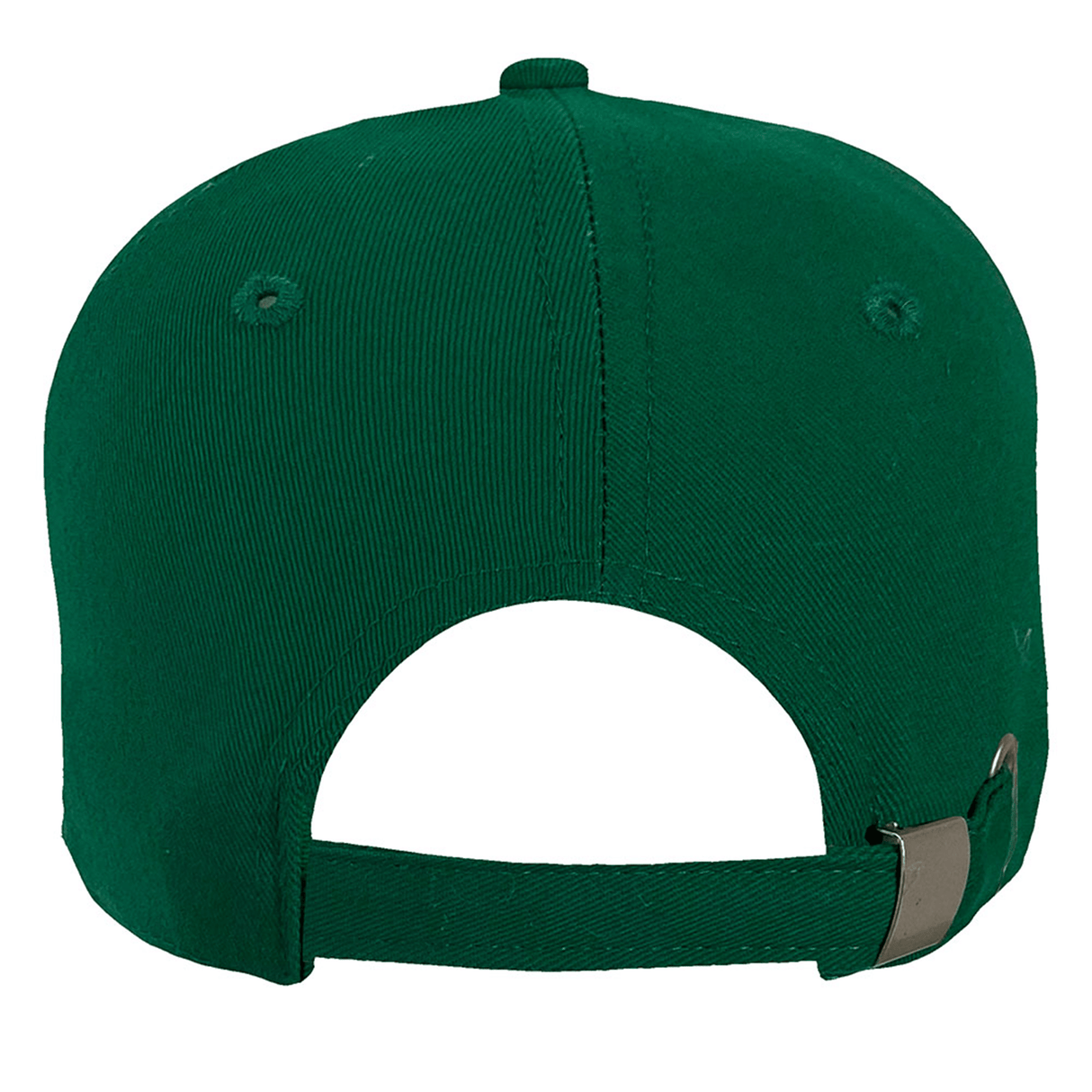 The Ellis Rugby Ireland Rugby 1948 Retro Cap is crafted from organic cotton, featuring a green design with an adjustable strap and metal buckle, viewed from the back.