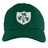The Ellis Rugby Ireland Rugby 1948 Retro Cap is a green baseball cap made of organic cotton, featuring a white shield emblem with a green three-leaf clover on the front, reminiscent of an Ireland rugby cap.