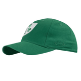 The Ellis Rugby Ireland Rugby 1948 Retro Cap is a green baseball cap made from organic cotton, showcasing a white shield and three-leaf clover emblem on the front, reminiscent of an Ireland Rugby Cap, with "Ellis" embroidered on the side for added flair.