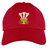 The Ellis Rugby Wales Rugby 1976 Triple Crown Cap showcases an embroidered design with three white feathers and "ICH DIEN" on the front, celebrating a Grand Slam triumph.