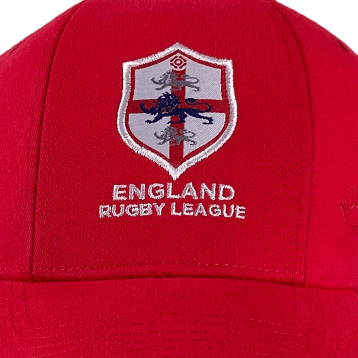 The Ellis Rugby England 1995 Rugby League Cap, by Ellis Rugby, features the England Rugby League logo with a shield, red cross, and blue lion. Below it reads "ENGLAND RUGBY LEAGUE," commemorating the 1995 Rugby League World Cup.