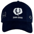 Ellis Rugby's navy blue baseball cap, made from 100% organic cotton, features an embroidered thistle emblem with dates 1990-2000. It includes a white signature on the left and "Ellis 1971" on the right, capturing the spirit of a Doddie Weir Scotland Cap.