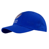 The Ellis Rugby Italy Rugby 1988 Cap is a blue organic cotton cap featuring "Italia Rugby" and "Ellis" in white, with an embroidered wing logo on the front, ideal for Italian rugby enthusiasts.
