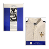 The packaging of an Ellis Rugby 21 Club Collection 1997 France Polo shirt featuring a white collar and the Grand Chelem 1997 logo. The back of the packaging contains images and text about rugby legends, including Abdelatif Benazzi.