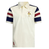 An Ellis Rugby polo shirt in cream color featuring red and blue striped sleeves, adorned with a rooster emblem on the left chest and labeled "GRAND CHELEM 1997," reminiscent of the iconic Ellis Rugby 21 Club Collection 1997 France Polo.