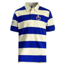 The Ellis Rugby Western Province Vintage Polo features blue and white horizontal stripes, the "Mrs Rucks" logo on the chest, and a stylish Ellis Rugby patch on the left sleeve.