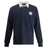 The Ellis Rugby Scotland 1990 Grand Slam Classic Rugby Shirt is a navy long-sleeve, featuring a white collar and a laurel emblem, inspired by the iconic Scotland Grand Slam victory.