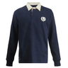 The Ellis Rugby Scotland 1990 Grand Slam Classic Rugby Shirt is a navy long-sleeve, featuring a white collar and a laurel emblem, inspired by the iconic Scotland Grand Slam victory.