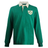 The Ellis Rugby Ireland 1948 Grand Slam Classic Rugby Shirt showcases a vintage green long-sleeve design, complete with a white collar and shamrock emblem, reminiscent of the iconic 1948 Grand Slam era.