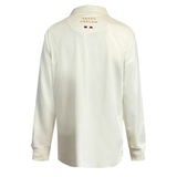 Back view of an ivory, long-sleeved rugby shirt by Ellis Rugby, featuring "Grand Chelem" and a small flag near the collar, inspired by the France 1968 Grand Slam.