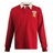 The Ellis Rugby Wales 1976 Grand Slam Classic Rugby Shirt is a red long-sleeve shirt with a white collar, featuring an embroidered three-feather and crown logo on the chest, capturing the iconic style of Wales' historic victory.