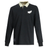 The Ellis Rugby All Blacks 1983 Classic Rugby Shirt by Ellis Rugby is a black cotton long-sleeve top, featuring a classic white collar and chest emblem of a white fern, reminiscent of vintage All Blacks shirts.