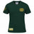 A green short-sleeved South Africa Bomb Squad Rugby T-Shirt by Ellis Rugby with a yellow “BOMB SQUAD” oval logo on the chest and patches on the sleeve and hem.