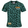 Green camo-print Bomb Squad Bench T-Shirt by Ellis Rugby with “BOMB SQUAD 6-27-1” text on the chest and an Ellis Rugby patch at the hem.