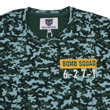 Ellis Rugby Bomb Squad Bench T-Shirt in camouflage featuring a “BOMB SQUAD 6-27-1” patch on the chest, inspired by the South African rugby Bomb Squad.