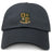 The EMB S&S Activewear Exiles Rugby Football Club Adult Low-Profile Cotton Twill Dad Cap features embroidered team branding—crest with tree, rose, crown, and square—on classic black cotton twill.