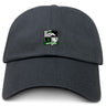 The EMB S&S Activewear Eagle High Mustangs Adult Low-Profile Cotton Twill Dad Cap is a black hat with embroidered team branding: a shield logo featuring an eagle, a rugby ball, and "EJ Norstand Rugby" text on the front.