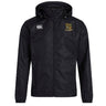 The EMB Canterbury Exiles Rugby Football Club Vaposhield Full Zip Rain Jacket features water-resistant technology, a logo on the right chest, and an embroidered "ST. PAUL'S RUGBY" crest on the left.