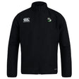 The Eagle High Mustangs Club Track Jacket by EMB Canterbury features long sleeves, a stand-up collar, the Canterbury logo on the right chest, and a green-detailed crest on the left—ideal for club wear.