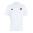 The Eagle High Mustangs Club Dry Polo by EMB Canterbury is a white, short-sleeved collared shirt with Vapodri Technology for comfort and breathability, featuring two embroidered chest logos.