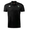 The Eagle High Mustangs Club Dry Polo by EMB Canterbury is a black, short-sleeve, collared shirt with Vapodri Technology, a white Canterbury logo on the right chest, and a green and white embroidered crest on the left chest.