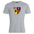 The Erie Rugby Club Club Plain Tee by WRS Canterbury is a heather gray cotton blend shirt featuring a crest with the U.S. and U.K. flags, Pennsylvania keystone, and an “E”—classic style for Erie Rugby fans. Customizable option available.