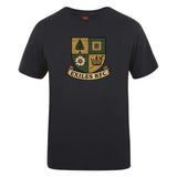 The Exiles Rugby Football Club Club Plain Tee by WRS Canterbury features a crest with a tree, flower, microchip, and crown above an "EXILES RFC" banner. This cotton blend tee offers style and comfort for everyday wear.