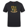 The Exiles Rugby Football Club Club Plain Tee by WRS Canterbury features a crest with a tree, flower, microchip, and crown above an "EXILES RFC" banner. This cotton blend tee offers style and comfort for everyday wear.