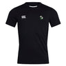 The Eagle High Mustangs Club Dry Tee by EMB Canterbury is a black sports jersey with a "Canterbury" logo on the right chest, a green and white crest on the left, and features Vapodri Technology for breathability.