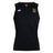 The Exiles Rugby Football Club Club Dry Singlet by EMB Canterbury is a sleeveless black athletic tank featuring a small embroidered crest, white Canterbury logo, and Vapodri Technology for superior moisture management.