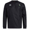 The Eagle High Mustangs Club Vaposhield Contact Top by EMB Canterbury is a black water-repellent rugby training top with long sleeves, crew neck, the Canterbury logo on the right chest, and a green-detailed crest on the left.