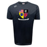 The Erie Rugby Club Tempo Vapodri T-Shirt by WRS Canterbury is a black athletic tee with the team logo and American, British, and Pennsylvania symbols. Moisture-wicking for comfort and style on or off the field.