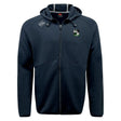 Navy blue Eagle High Mustangs Tempo Vapodri Full-Zip Hoodie by EMB Canterbury with hood, drawstrings, two embroidered chest logos, and CCC Vapodri moisture-wicking tech for all-day comfort.