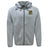 Light gray Exiles Rugby Football Club Tempo Vapodri Full-Zip Hoodie by EMB Canterbury with hood, two pockets, drawstrings, moisture-wicking fabric, "Exiles RFC" crest, and logo on the chest.