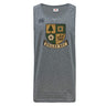 The Exiles Rugby Football Club Tempo Vapodri Singlet by WRS Canterbury is a gray, recycled polyester activewear top with a multicolored "EXILES RFC" crest and Canterbury logo, offering quick-drying comfort for intense workouts.