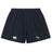 The Eagle High Mustangs Yokohama Short by EMB Canterbury is a navy blue rugby short with an elastic waistband, a white Canterbury logo on the left leg, and a green and black crest on the right, inspired by the classic Yokohama design.