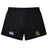 The Exiles Rugby Football Club Women's Yokohama Short by EMB Canterbury is a pair of black rugby shorts with a white Canterbury logo on the left leg and a green and gold "ENFIELD" school crest on the right.