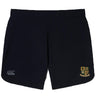 The Exiles Rugby Football Club Elite Woven Short by EMB Canterbury features a small Exiles RFC crest on the right leg and a grey CCC logo on the left—ideal black gym shorts for any workout.