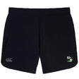 The Eagle High Mustangs Elite Woven Short by EMB Canterbury features a small logo on the left leg, a bold bird emblem on the right, and convenient zippered pockets to securely store your essentials during training.