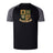 The Exiles Rugby Football Club Elite Training Tee by WRS Canterbury is a black and grey short-sleeve Vapodri shirt, lightweight and durable, featuring a four-part crest and "EXILES RFC" banner, inspired by the Canterbury Elite Training Tee.