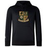 The Exiles Rugby Football Club Lightweight Hoodie by WRS Canterbury features the Exiles RFC crest with tree, castle, flower, and crown above a "EXILES RFC" banner on the chest, plus a kangaroo pocket.
