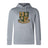 The Exiles Rugby Football Club Club Lightweight Hoodie by WRS Canterbury features a light gray design, multicolored "EXILES RFC" crest with symbols, and a front kangaroo pocket.