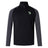 The EMB Canterbury Eagle High Mustangs Elite First Layer features a black quarter-zip design, grey long sleeves, VapoDri moisture control, and an embroidered team logo—ideal as a rugby training top.