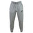 The Eagle High Mustangs Leisure Sweatpant by EMB Canterbury features a gray sustainable fleece, elastic waistband with drawstring, white logo on the left thigh, small emblem on the right thigh, and is shown against a white background.