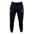 The Exiles Rugby Football Club Leisure Sweatpant by EMB Canterbury features a drawstring waist, CCC logo on the left thigh, embroidered crest on the right, and is made from soft organic cotton for comfort and style.